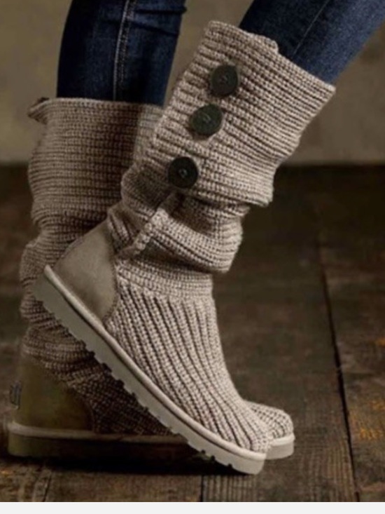 UGG Shoes - Ugg Classic Cardy Knit Wool Button Tall Boots size 10 Knit Warm Slouch